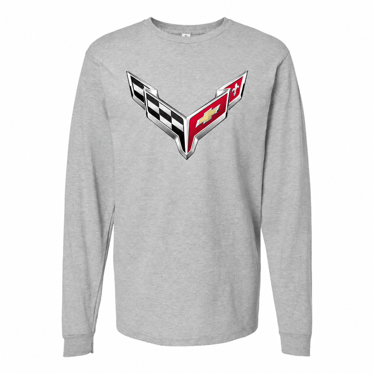 Men’s Chevrolet Corvette Car Cotton Long Sleeve T-Shirt - Grey