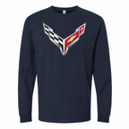 Men’s Chevrolet Corvette Car Cotton Long Sleeve T-Shirt - Navy
