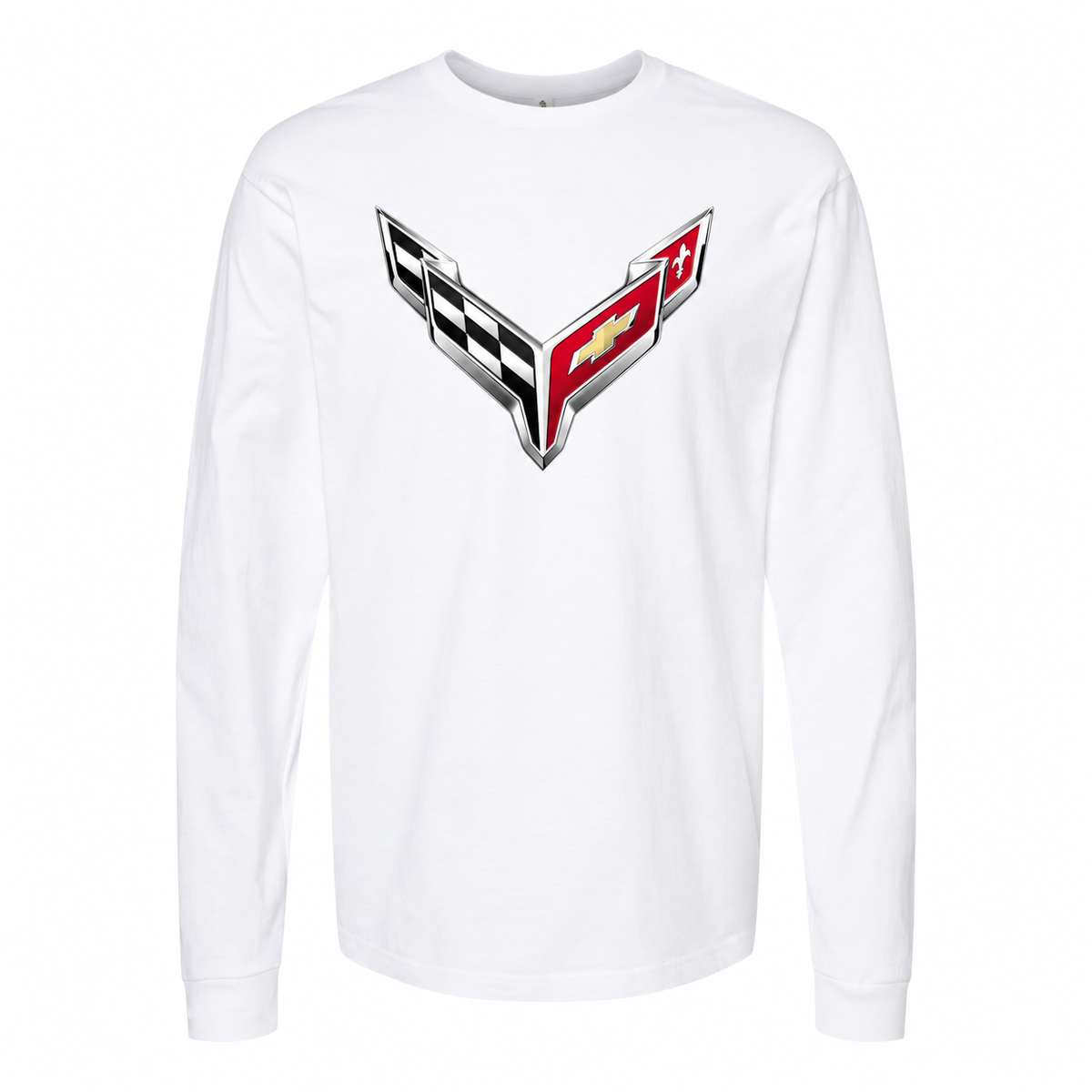 Men’s Chevrolet Corvette Car Cotton Long Sleeve T-Shirt - White