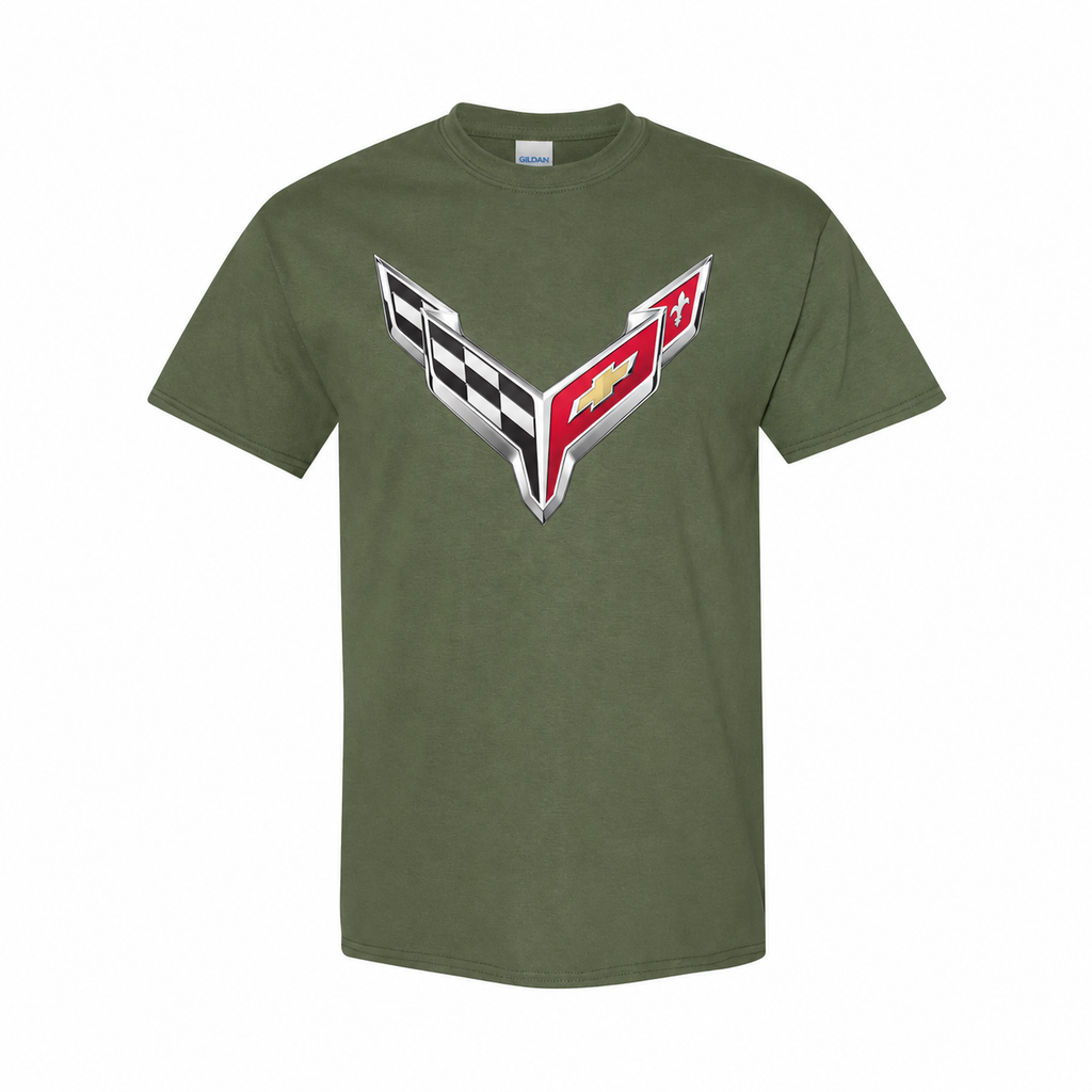 Men’s Chevrolet Corvette Car Cotton T-Shirt - Army Green