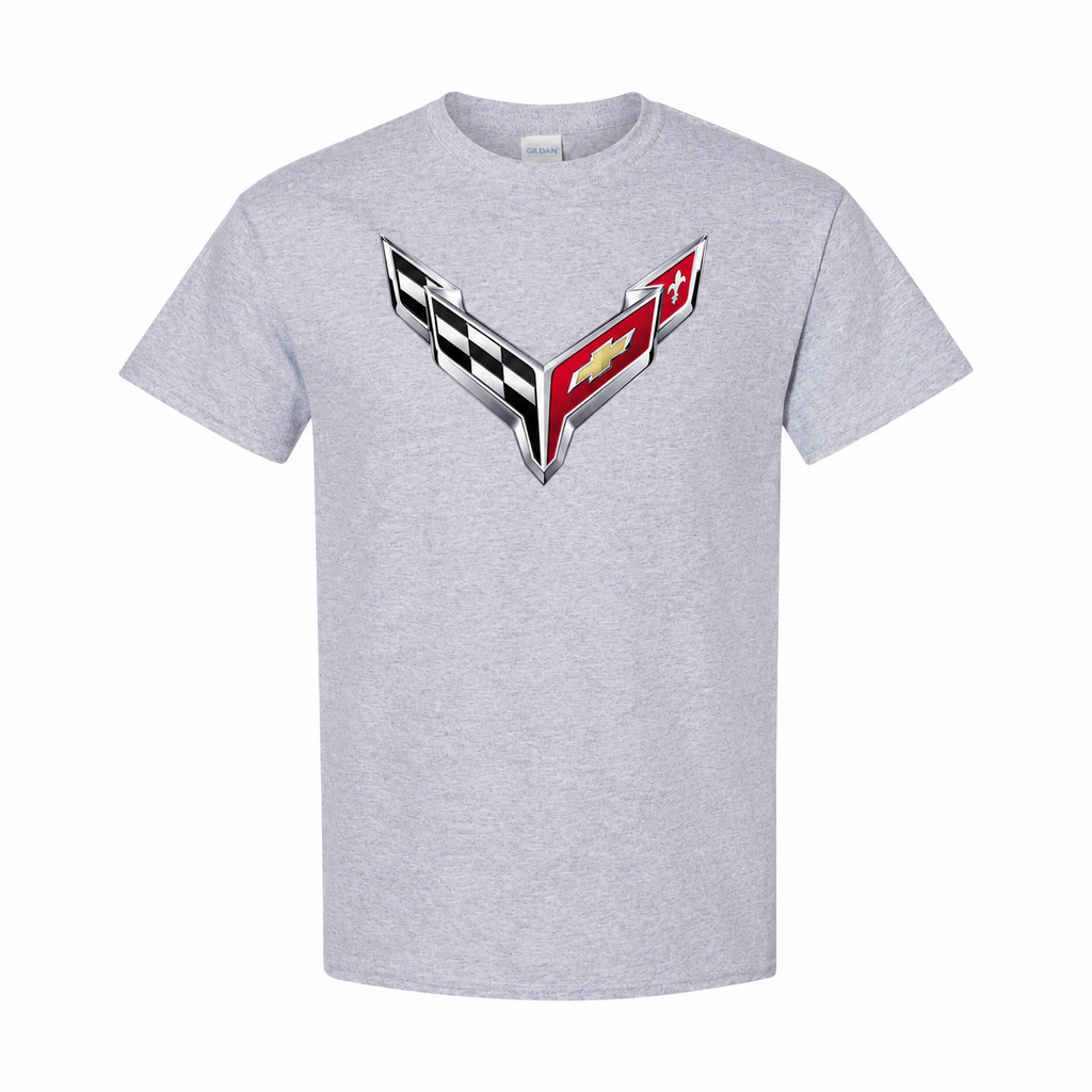 Men’s Chevrolet Corvette Car Cotton T-Shirt - Grey