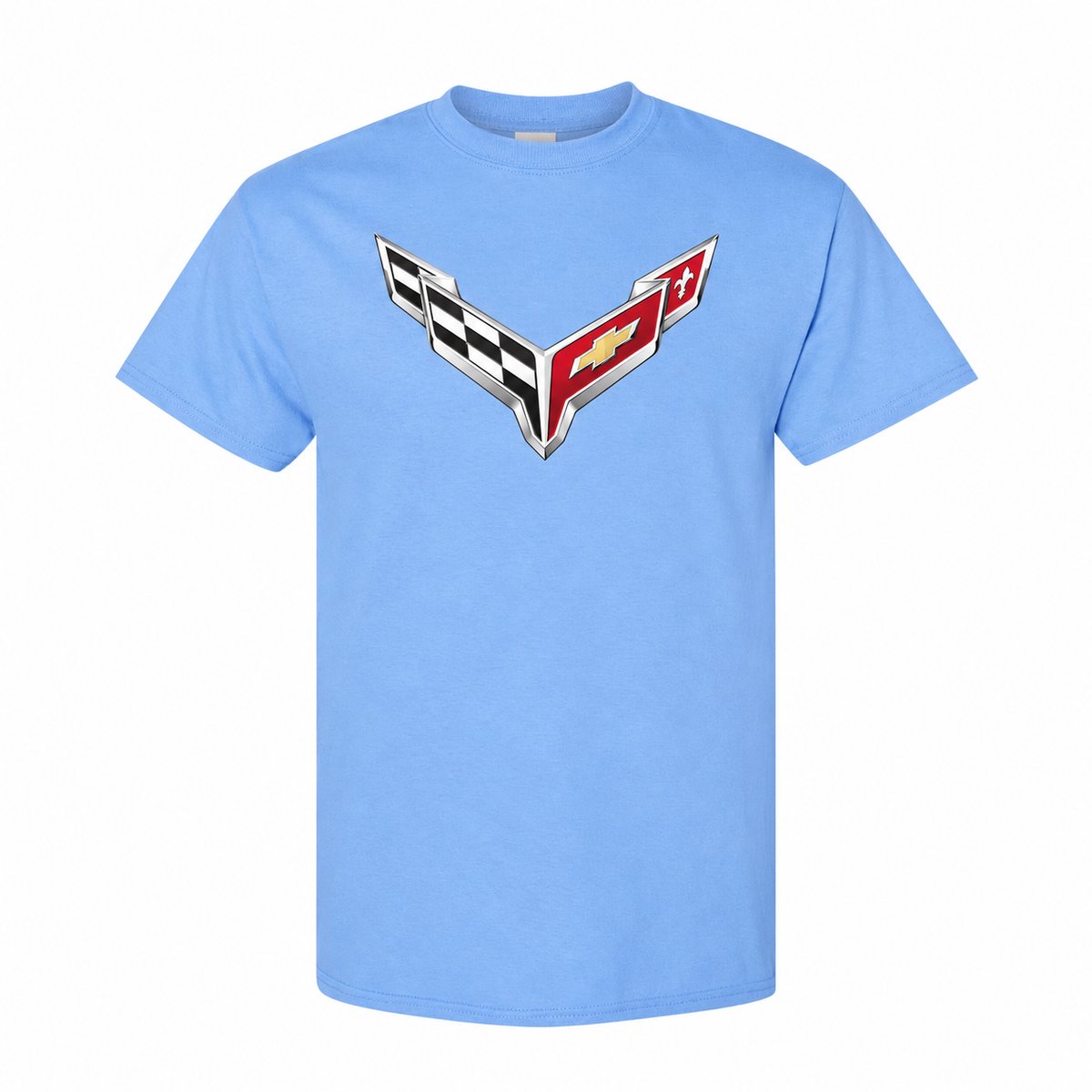 Men’s Chevrolet Corvette Car Cotton T-Shirt - Sky Blue