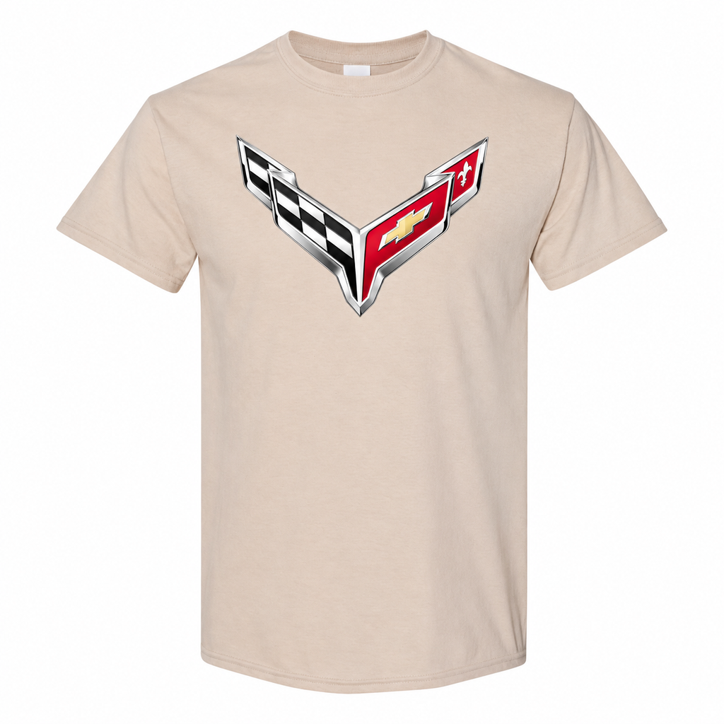 Men’s Chevrolet Corvette Car Cotton T-Shirt - Tan