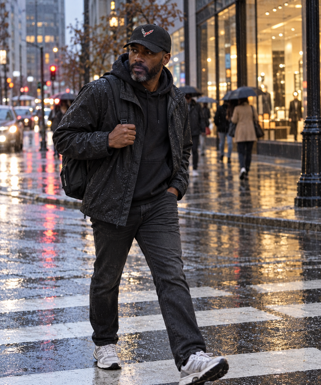Corvette Dad Baseball Cap | Color: Black | Image 3 | Lifestyle Candid