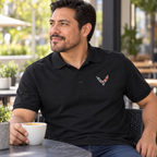 Corvette Dry Blend Polo | Color: Black | Image 3 | Lifestyle Portrait