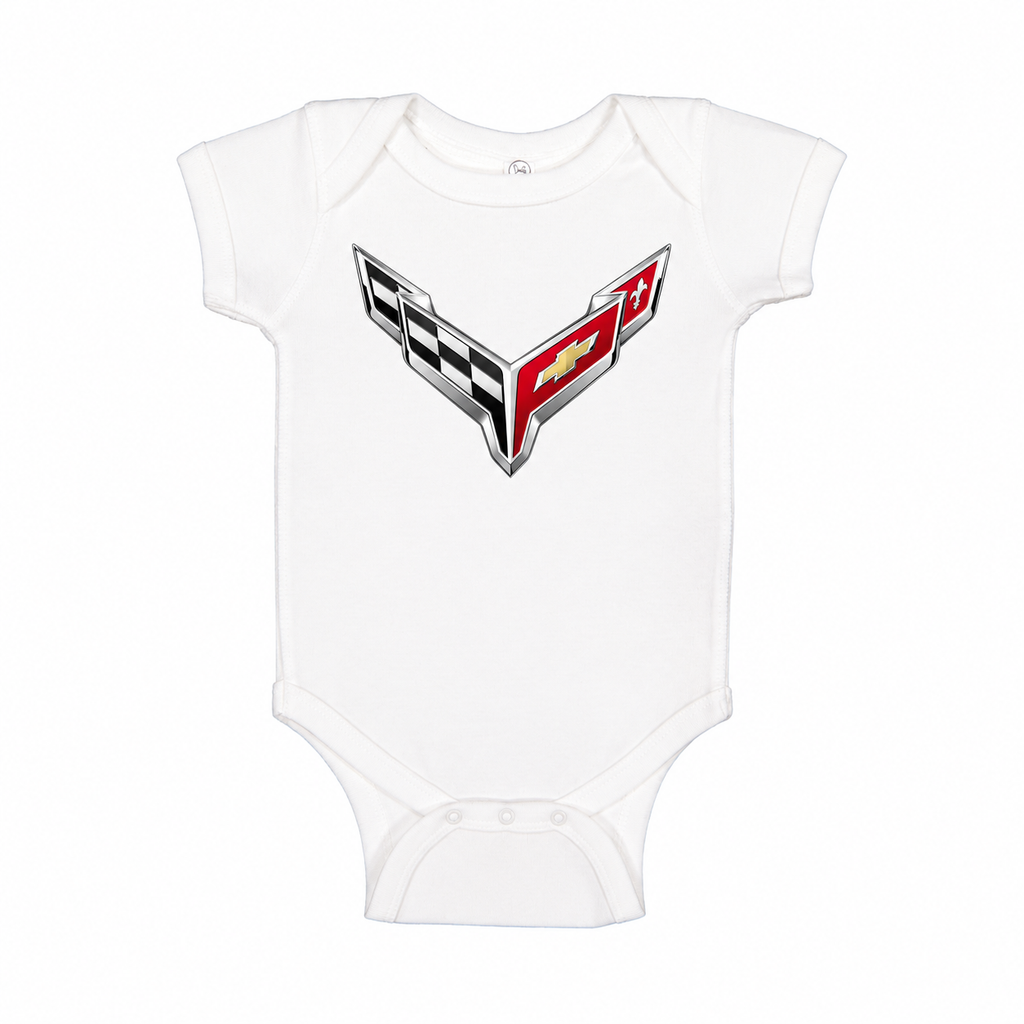 Chevrolet Corvette Car Baby Romper Onesie - White