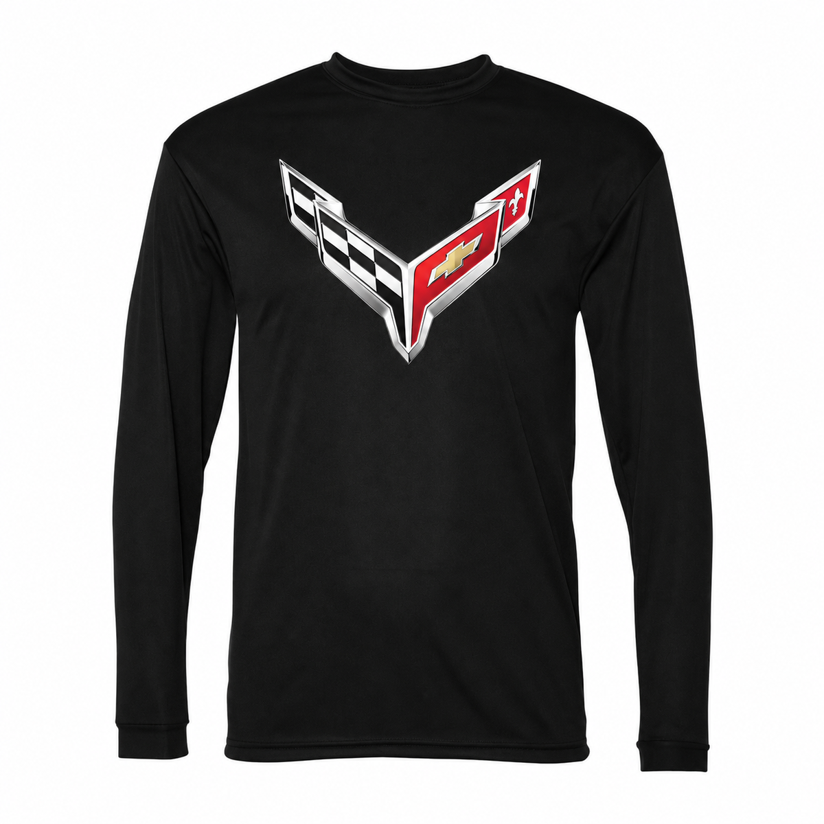 Men’s Chevrolet Corvette Car Polyester Long Sleeve T-Shirt - Black