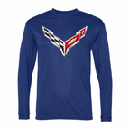 Men’s Chevrolet Corvette Car Polyester Long Sleeve T-Shirt - Royal