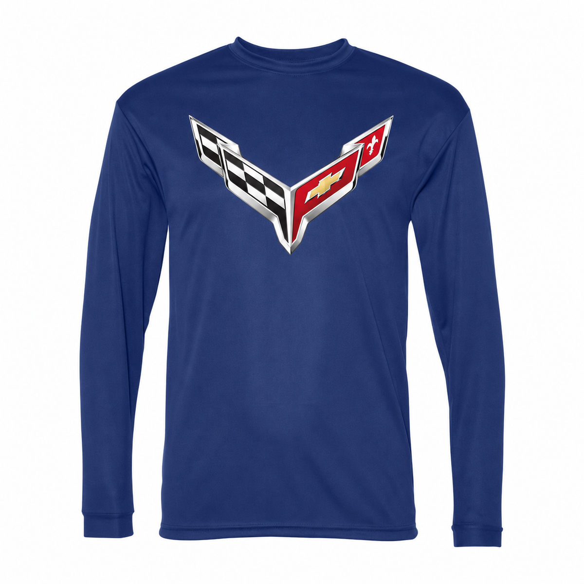 Men’s Chevrolet Corvette Car Polyester Long Sleeve T-Shirt - Royal