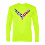 Men’s Chevrolet Corvette Car Polyester Long Sleeve T-Shirt - Safety Yellow