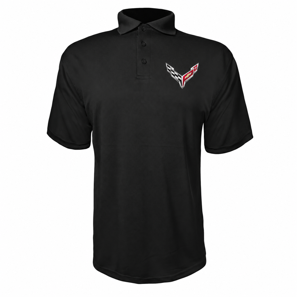 Men’s Chevrolet Corvette Car Polyester Polo - Black