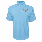 Men’s Chevrolet Corvette Car Polyester Polo - Carolina Blue