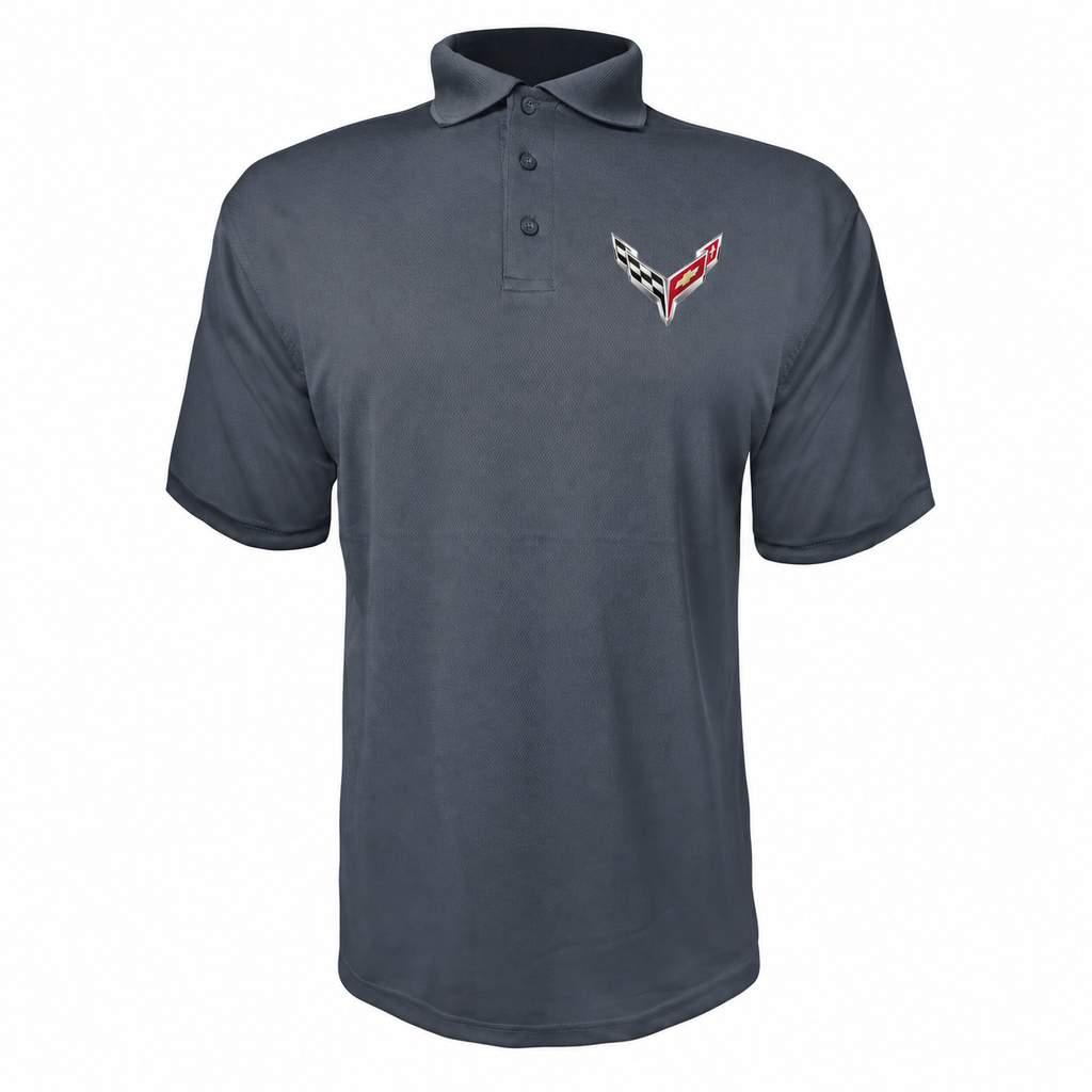 Men’s Chevrolet Corvette Car Polyester Polo - Charcoal