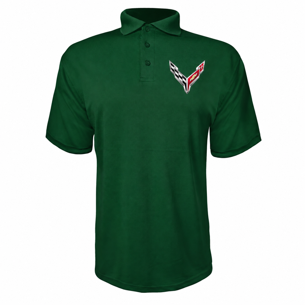 Men’s Chevrolet Corvette Car Polyester Polo - Forest Green