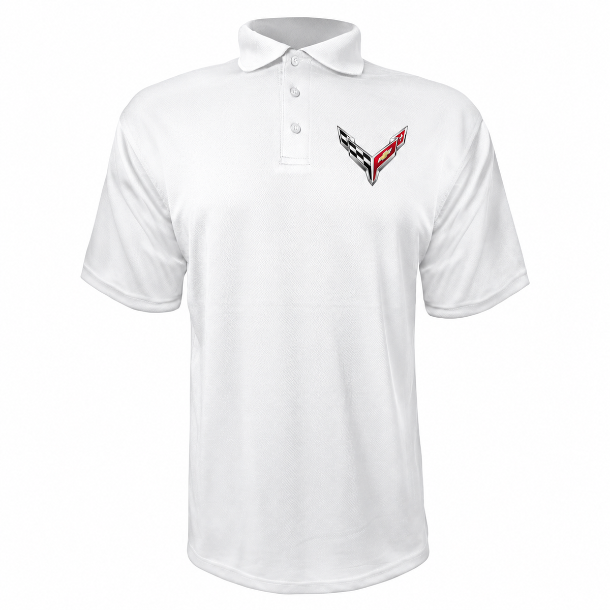 Men’s Chevrolet Corvette Car Polyester Polo - White