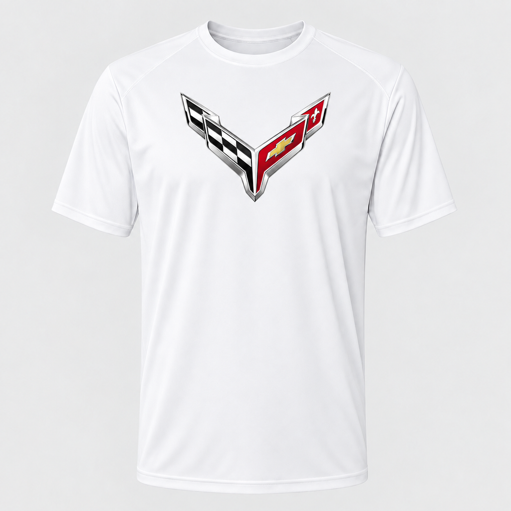 Men’s Chevrolet Corvette Car Polyester T-Shirt - White