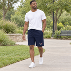 Men's Chevrolet Corvette Car Athletic Fleece Shorts | Color: Navy | Image 1