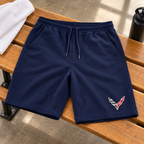 Men's Chevrolet Corvette Car Athletic Fleece Shorts | Color: Navy | Image 3