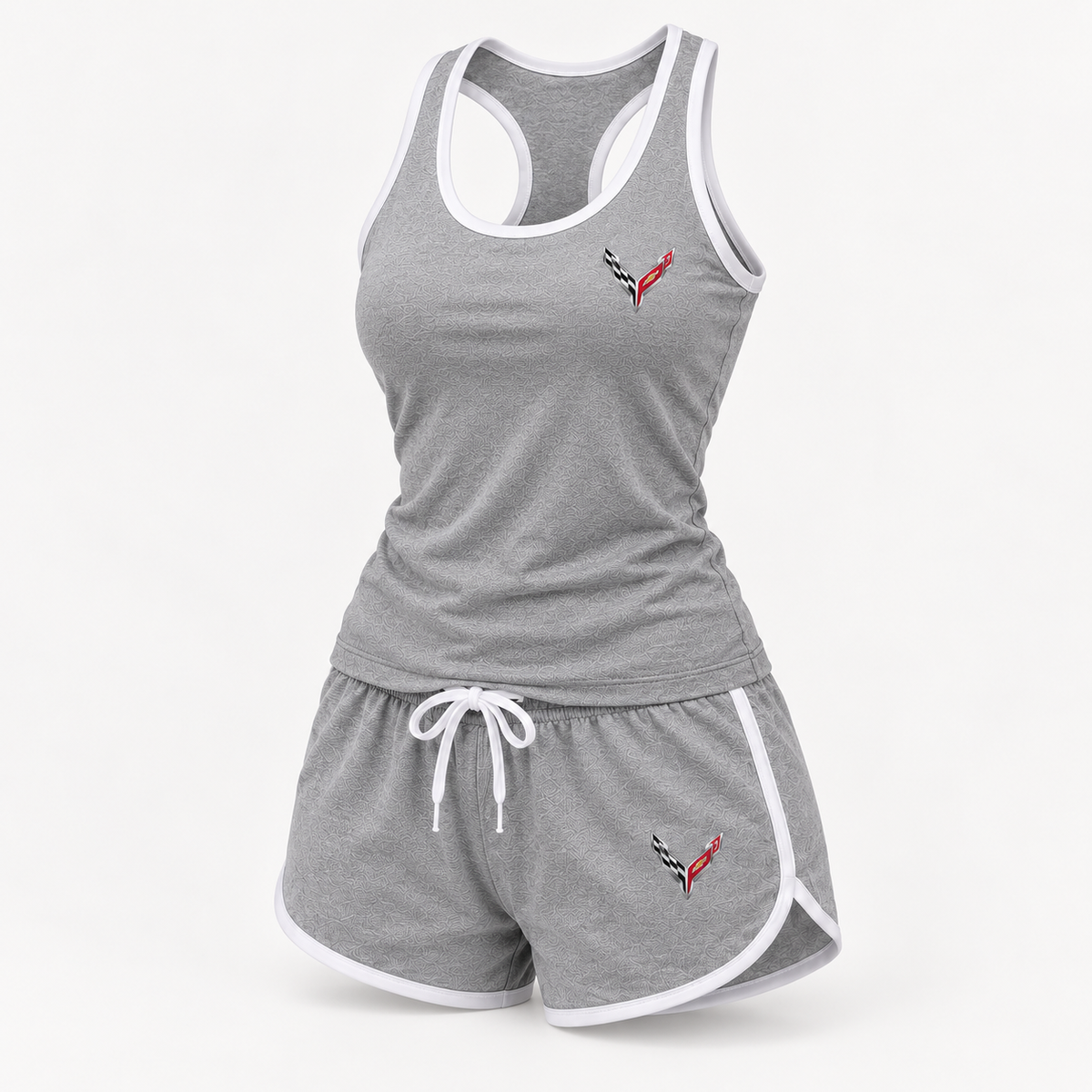 Corvette women's tanktop and shorts set Angle | Color: Grey |