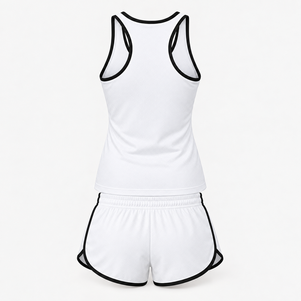 Corvette women's tanktop and shorts set Back | Color: White |