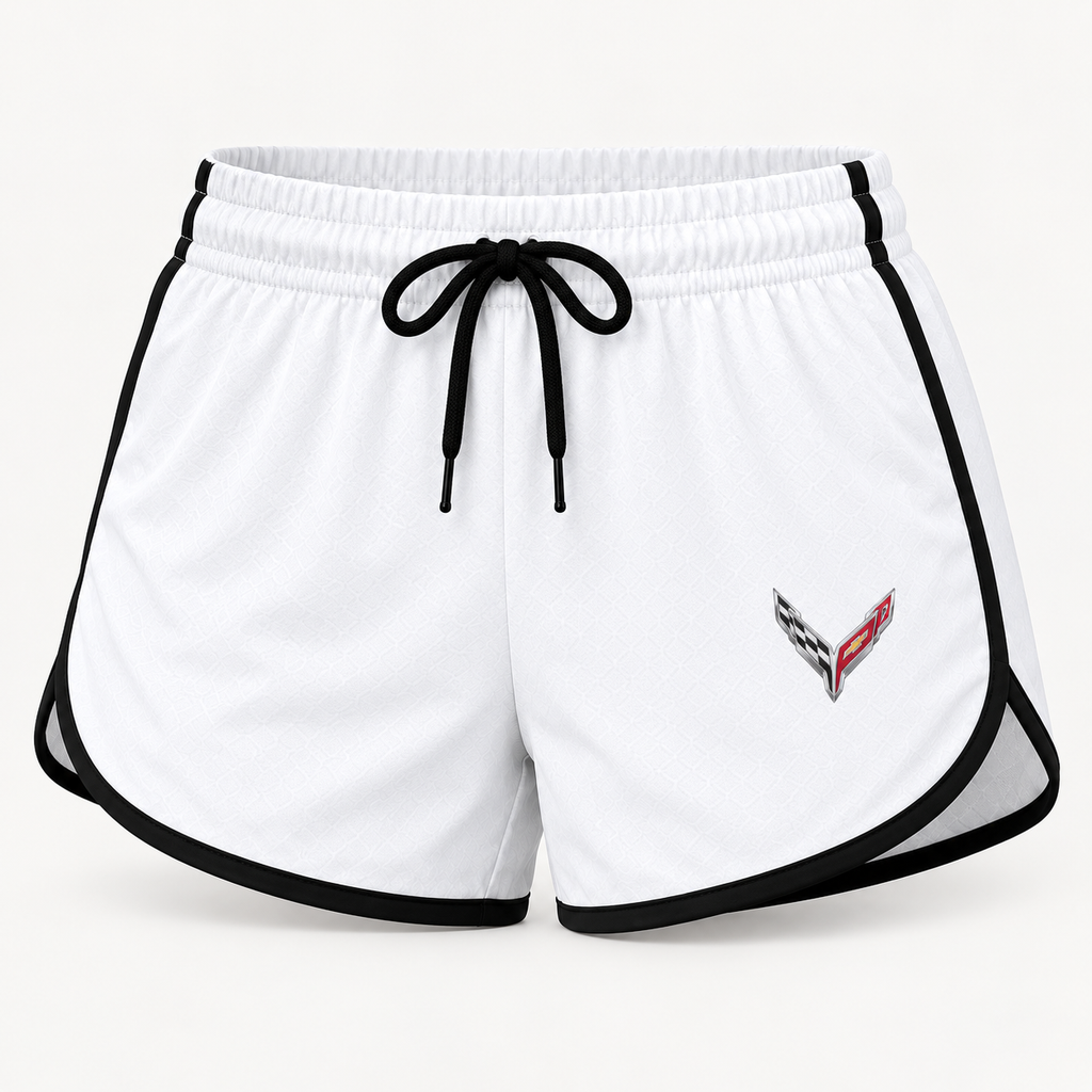 Corvette women's tanktop and shorts set Shorts detail | Color: White |