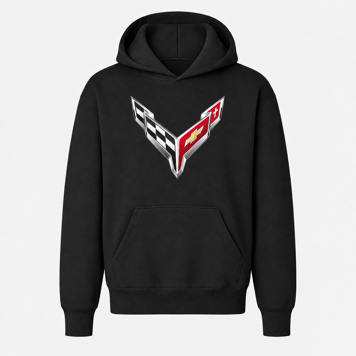 Youth Kids Chevrolet Corvette Car Pullover Hoodie - Black
