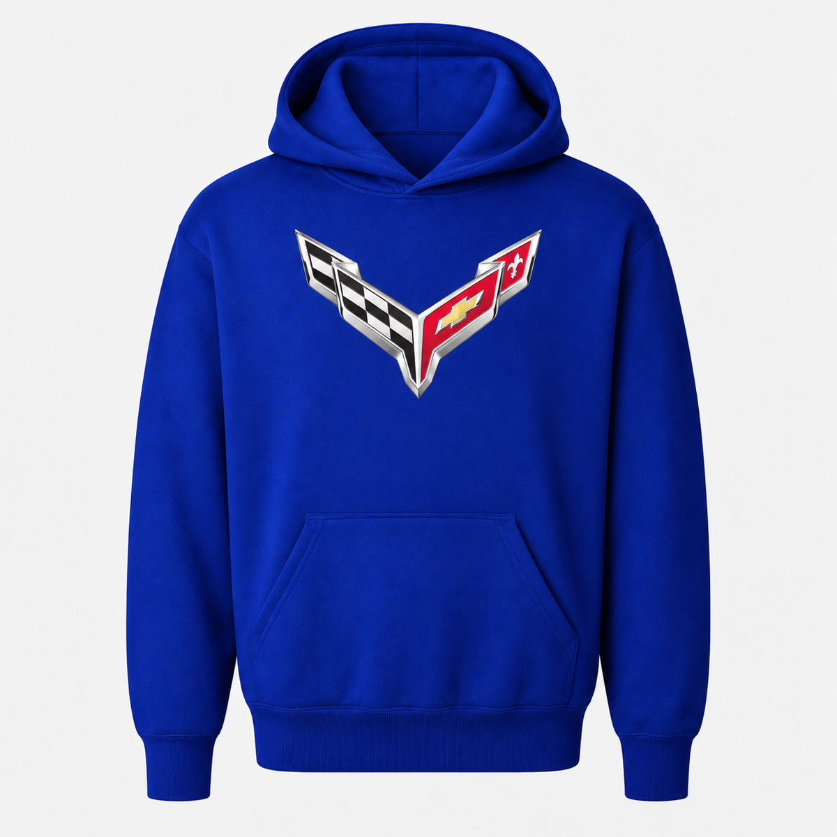 Youth Kids Chevrolet Corvette Car Pullover Hoodie - Blue