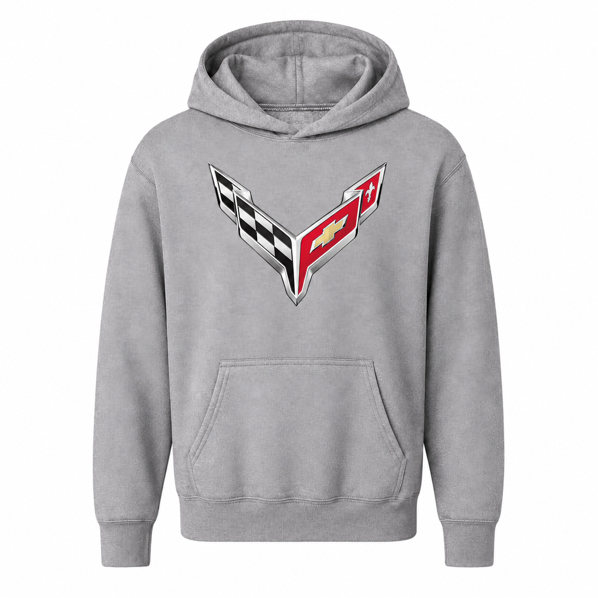 Youth Kids Chevrolet Corvette Car Pullover Hoodie - Grey