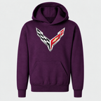 Youth Kids Chevrolet Corvette Car Pullover Hoodie - Purple