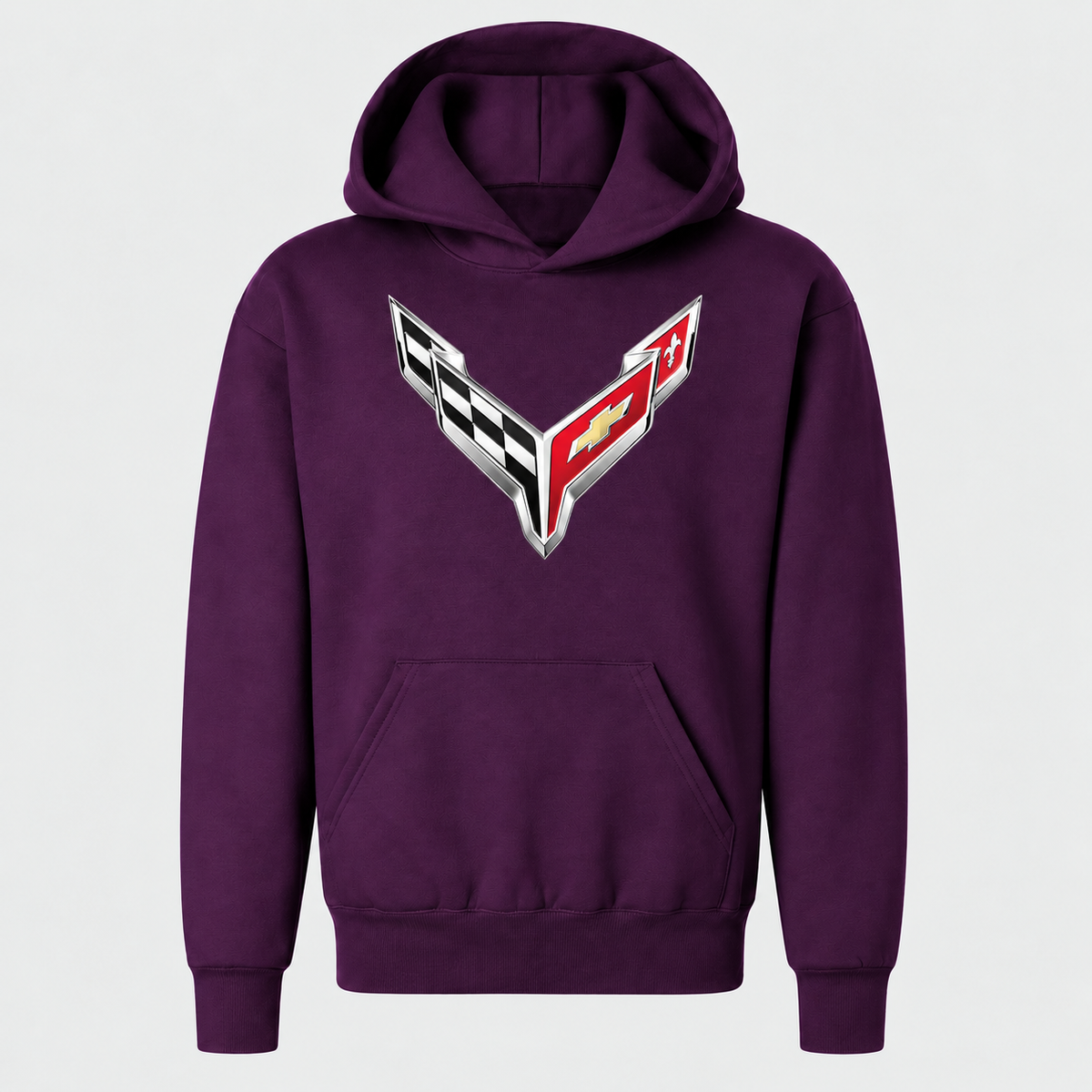 Youth Kids Chevrolet Corvette Car Pullover Hoodie - Purple