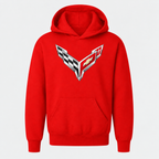 Youth Kids Chevrolet Corvette Car Pullover Hoodie - Red