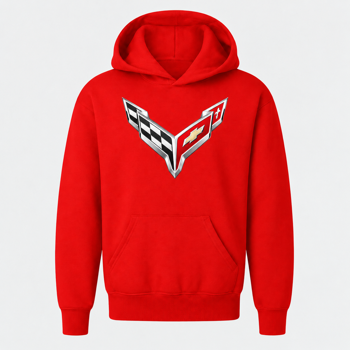 Youth Kids Chevrolet Corvette Car Pullover Hoodie - Red