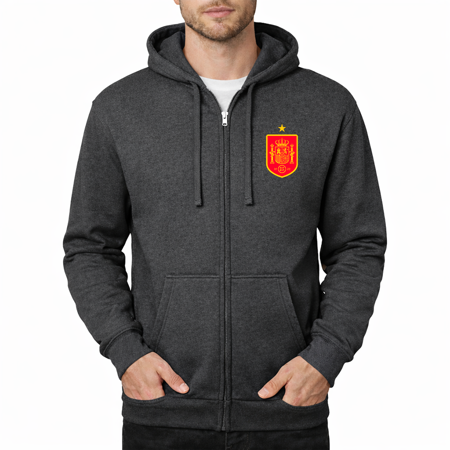 Men's Spain Red Logo National Soccer Team Zipper Hoodie