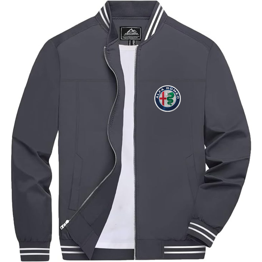 Men’s Alfa Romeo Car Lightweight Zip-Up Bomber Jacket with Ribbed Collar and Cuffs - Versatile Casual Outerwear