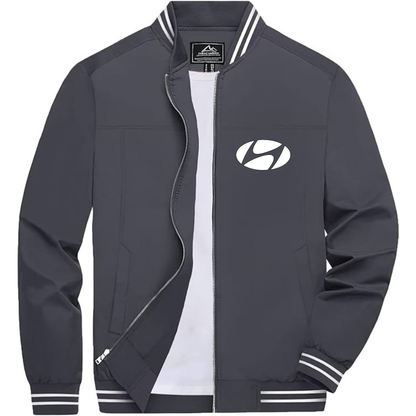 Men’s Hyundai Car NEW Lightweight Zip-Up Bomber Jacket with Ribbed Collar and Cuffs - Versatile Casual Outerwear