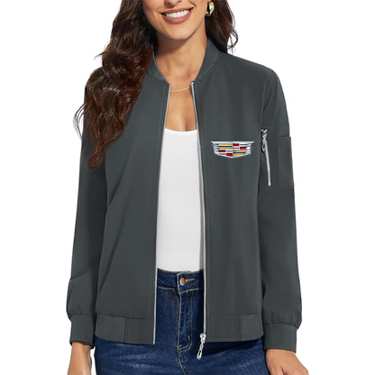 Women's Cadillac Car - Premium Bomber Jacket with Polished Detailing and Functional Sleeve Pocket - Modern Luxury Outerwear