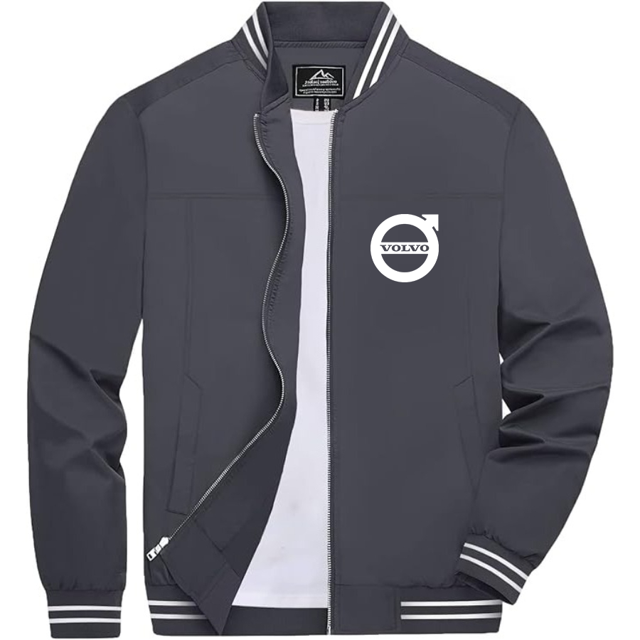 Men’s Volvo Car Lightweight Zip-Up Bomber Jacket with Ribbed Collar and Cuffs - Versatile Casual Outerwear