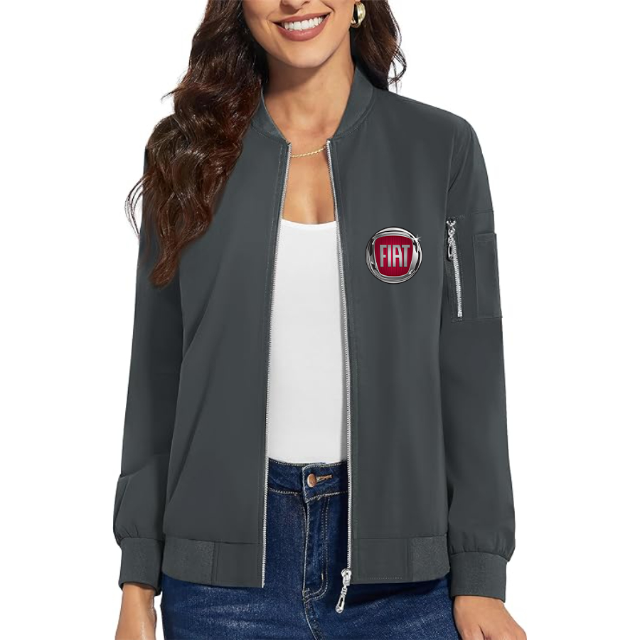 Women's Fiat Car - Premium Bomber Jacket with Polished Detailing and Functional Sleeve Pocket - Modern Luxury Outerwear