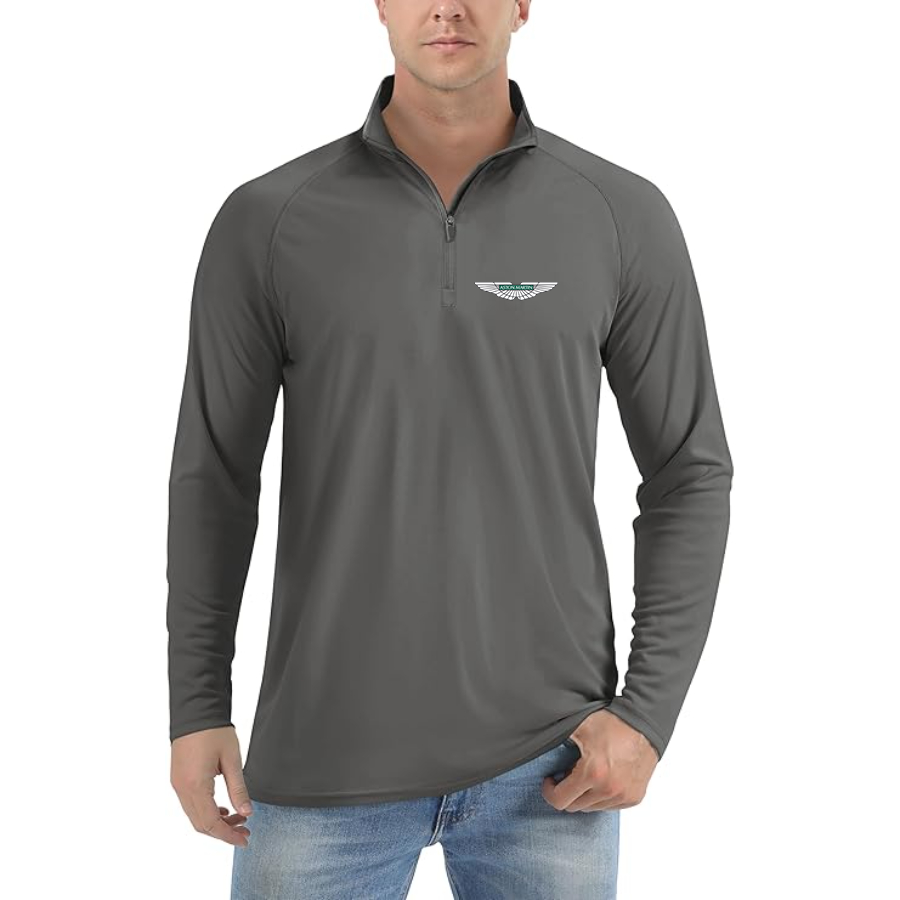 Men’s Aston Martin Car - Lightweight Quarter-Zip Athletic Shirt – Long Sleeve Polyester Wear