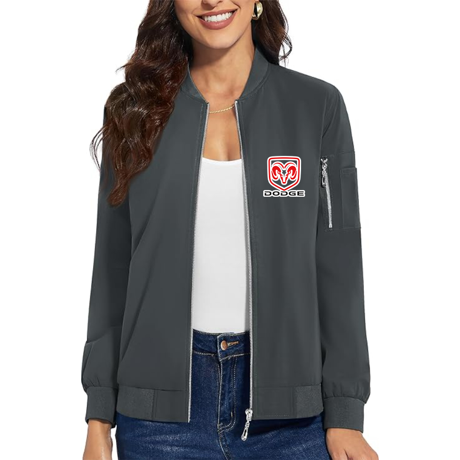 Women's Dodge Car - Premium Bomber Jacket with Polished Detailing and Functional Sleeve Pocket - Modern Luxury Outerwear