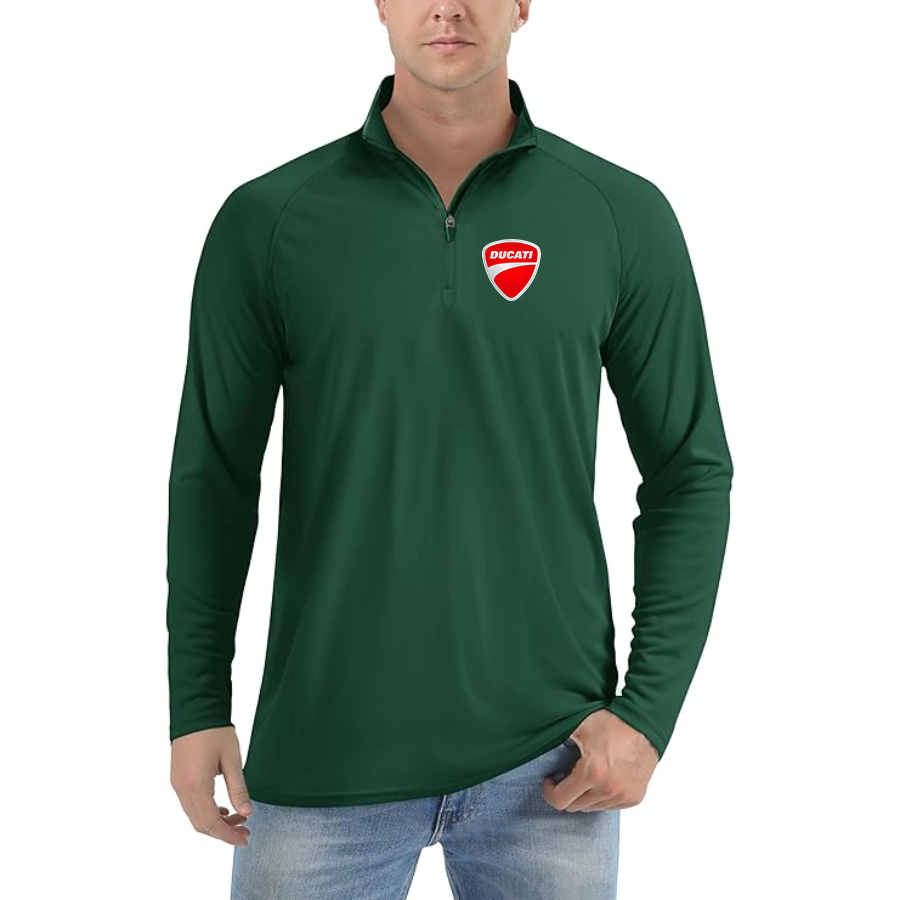 Men’s Ducati Motorcycle - Lightweight Quarter-Zip Athletic Shirt – Long Sleeve Polyester Wear