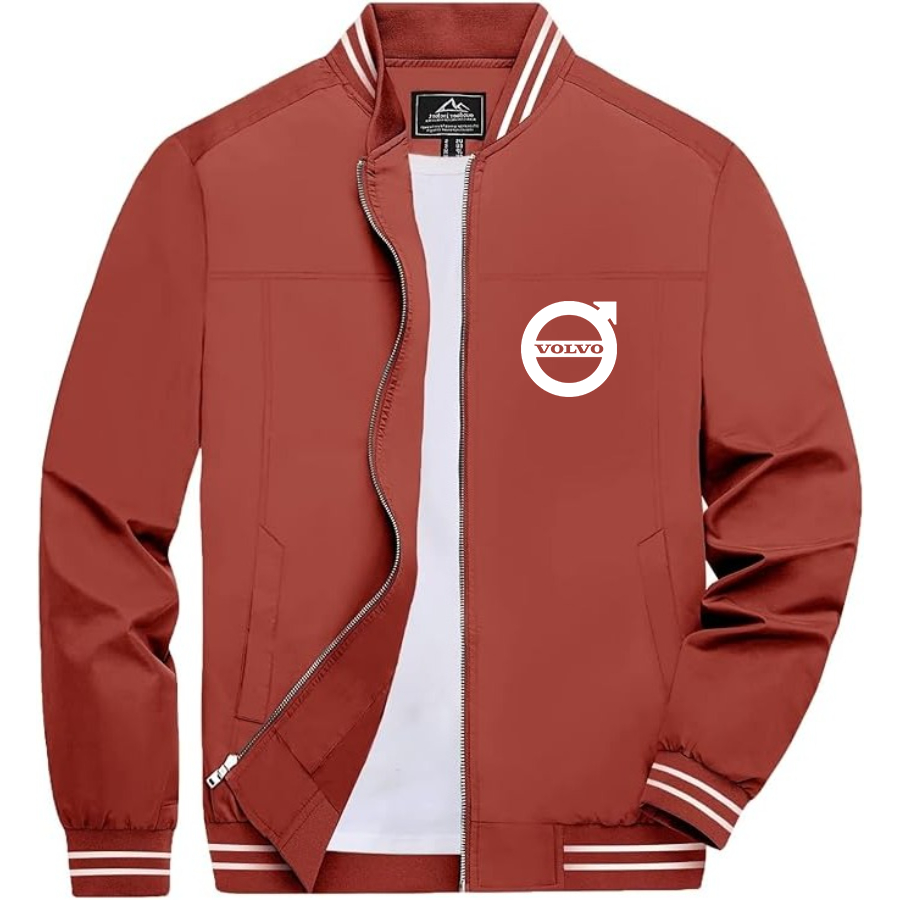 Men’s Volvo Car Lightweight Zip-Up Bomber Jacket with Ribbed Collar and Cuffs - Versatile Casual Outerwear