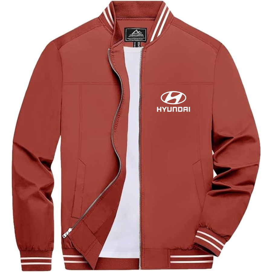 Men’s Hyundai Car Lightweight Zip-Up Bomber Jacket with Ribbed Collar and Cuffs - Versatile Casual Outerwear