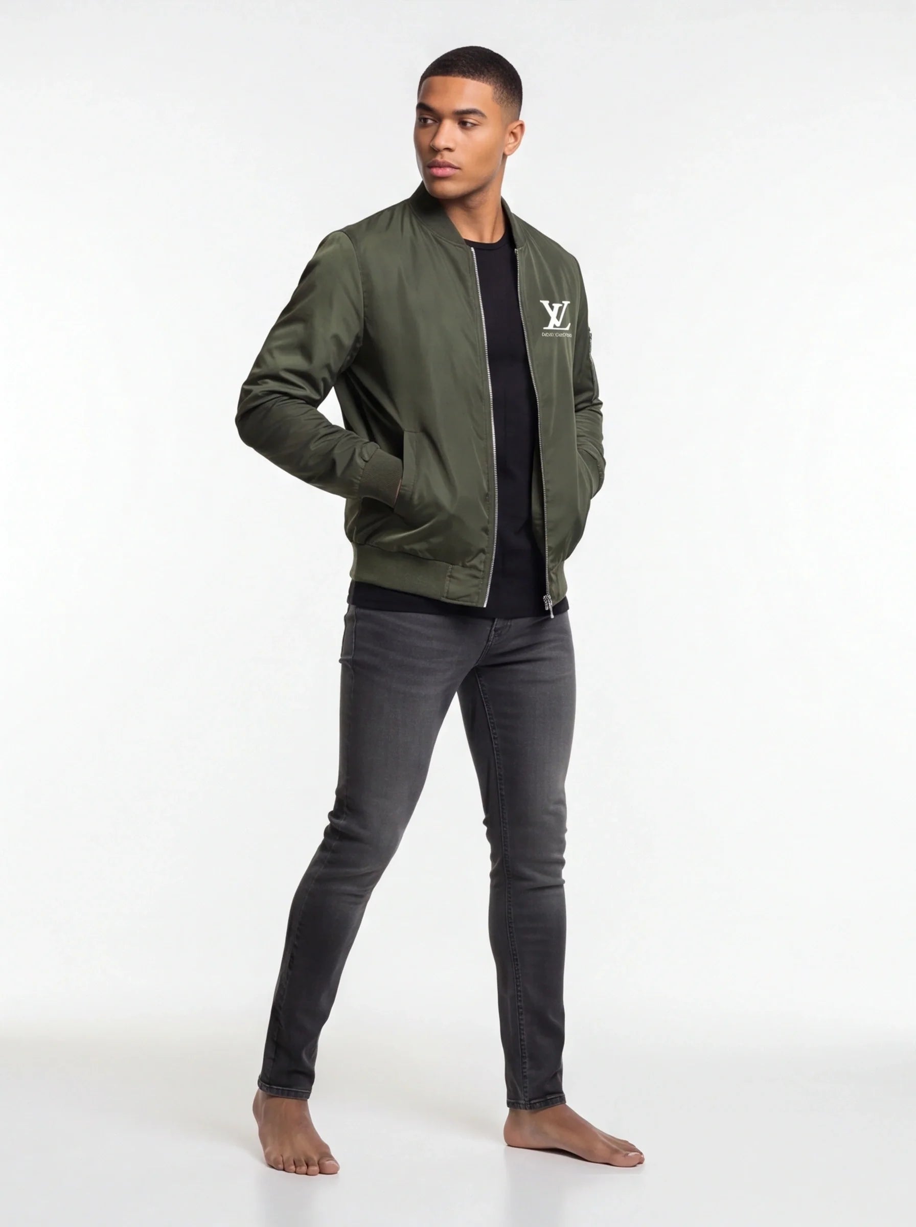 Men's Louis Vuitton Lightweight Bomber Jacket Windbreaker Softshell Varsity Jacket Coat