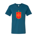 Men’s Spain Red Logo National Soccer Team   - BELLA + CANVAS - Jersey V-Neck Tee - 3005