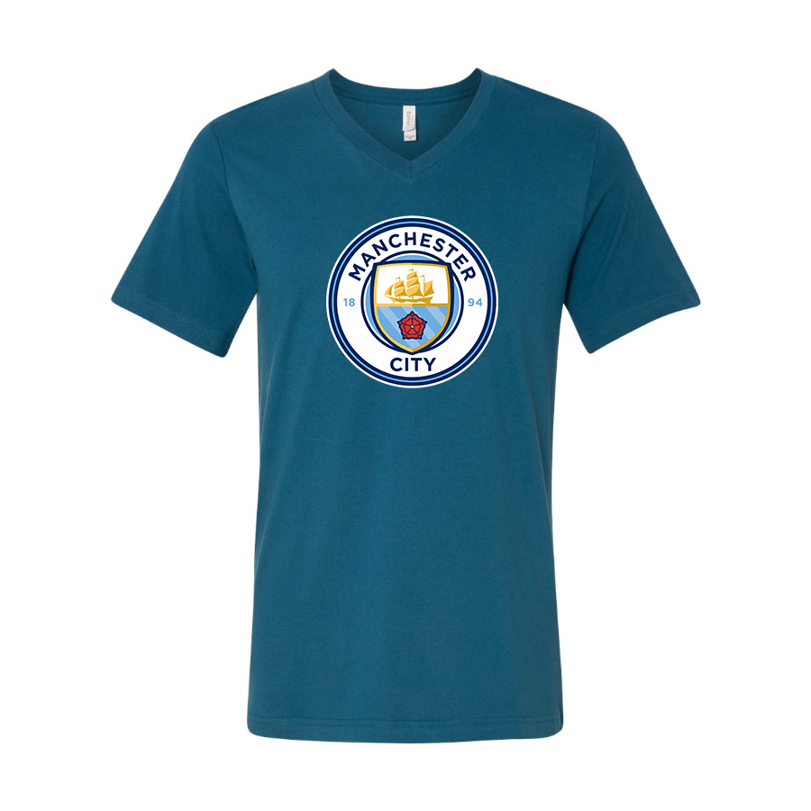 Men’s  Manchester City Soccer - BELLA + CANVAS - Jersey V-Neck Tee - 3005