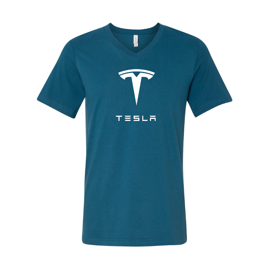 Men’s Tesla Car  - BELLA + CANVAS - Jersey V-Neck Tee - 3005