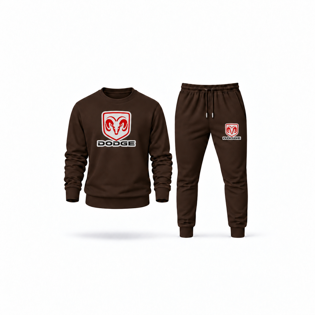 Men's Dodge Sweatshirt Joggers Set | Color: Brown | Main