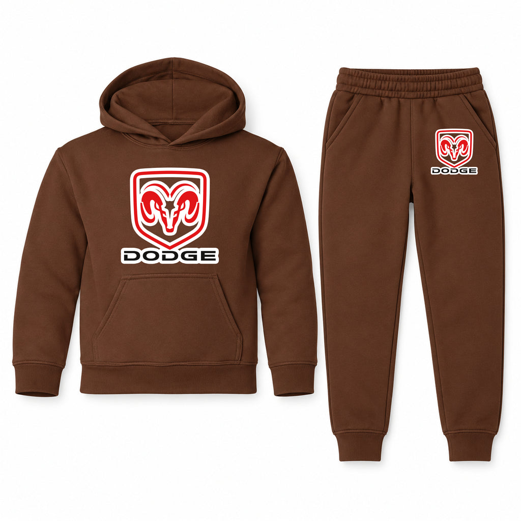 Dodge youth hoodie jogger set, Brown, Youth Large ages 10–12