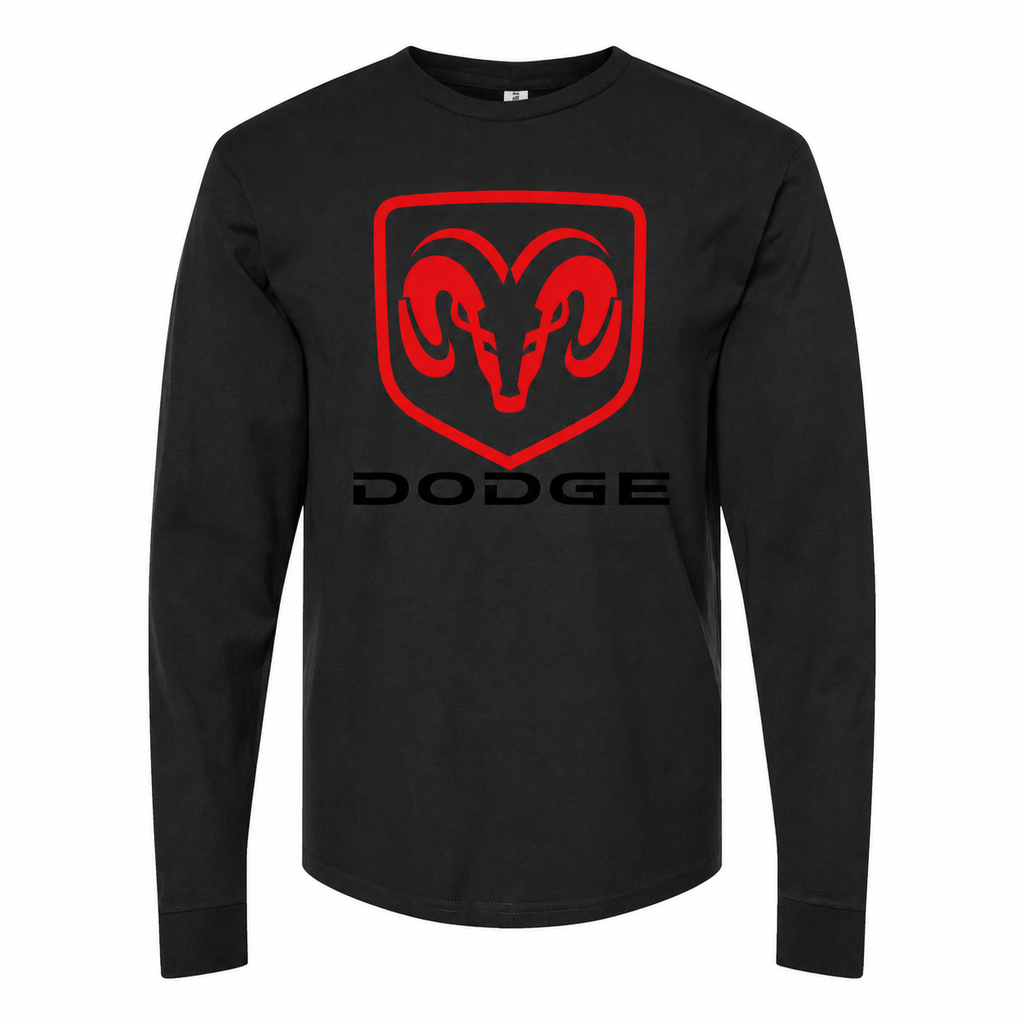 Men's Dodge cotton long sleeve T-shirt Black front